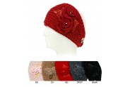 Headwraps / Neck Warmer : Crochet Double Bows w/ Acrylic Bead - HB-ANGEL303