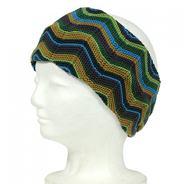 Headwraps:  Knitted Zigzag Print - Green -HB-YJ73GN