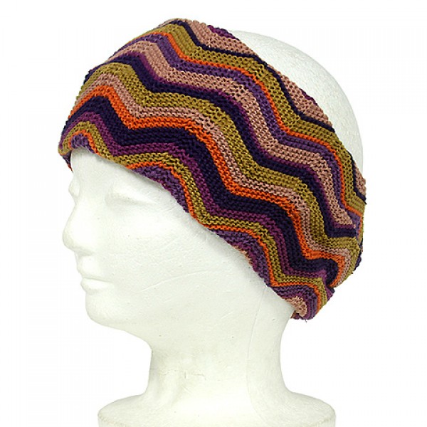 Headwraps:  Knitted Zigzag Print - Purple - HB-YJ73PL