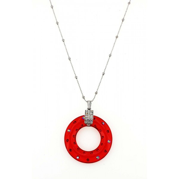 Jelly Look Loop Charm NE w/ Paved Crystals - Red - NE-AACN6308H