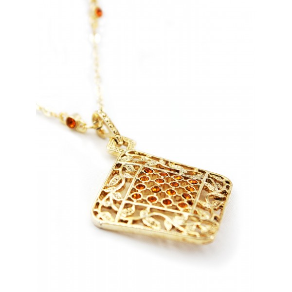 Estate Gold Tone W/Clear Square W/Earring Set - NE-MS3172GTO