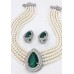 Multi Chain Faux Pearl Necklace and Earring Set - NE-265GN
