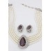 Multi Chain Faux Pearl Necklace and Earring Set - NE-265PL