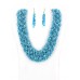 Necklaces Wholesale - Multi Strand Beaded Woven Necklace & Earrings Set - TQ Blue