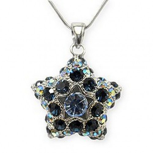 Swarovski Crystal Pave Star Necklace - Blue - NE-2374BL