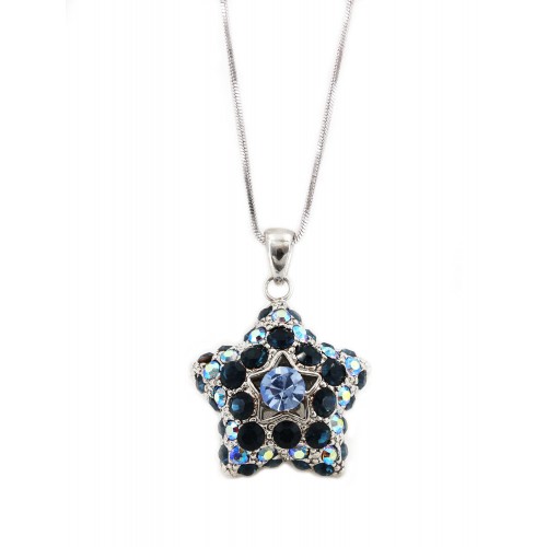 Swarovski Crystal Pave Star Necklace - Blue - NE-2374BL