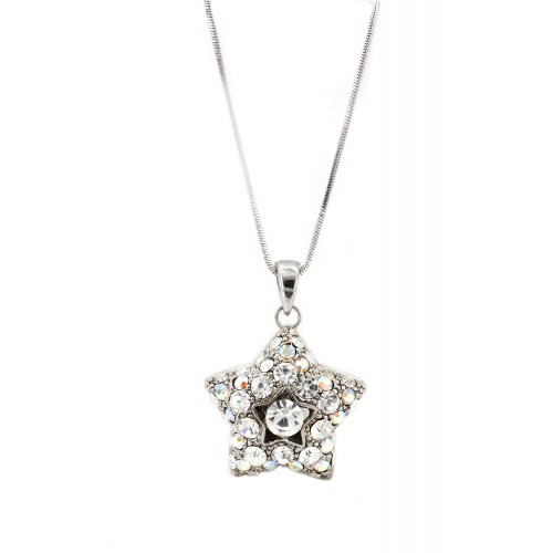 Necklaces Wholesale -  Crystal Pave Star Necklace - Clear