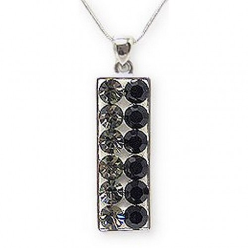 Swarovski Crystal Necklace w / Rectangle Charm  - Black - NE-2376BK