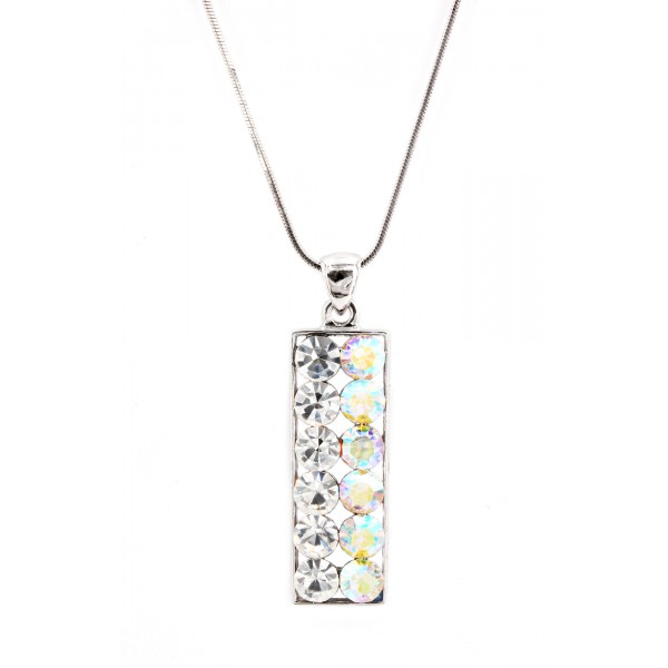 Swarovski Crystal Necklace w / Rectangle Charm  - Clear - NE-2376CL