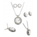 Necklaces Wholesale - Rondelle Crystal Necklace & Post Earrings Set - Clear