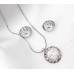 Necklaces Wholesale - Rondelle Crystal Necklace & Post Earrings Set - Clear