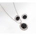Necklaces Wholesale - Rondelle Crystal Necklace & Post Earrings Set - Black