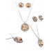 Necklaces Wholesale - Rondelle Crystal Necklace & Post Earrings Set &ndash; Taupe