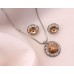 Necklaces Wholesale - Rondelle Crystal Necklace & Post Earrings Set &ndash; Taupe