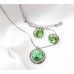 Roundelle Crystal Necklace & Post Earrings Set - Peridot - NE-40007S-PE
