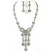 Rhinestone Butterfly Charm Necklace and Earring Set - Clear Stones - NE-828CL