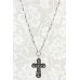 Cross Charm Necklace - OPQ Paved With Crystals - Black - NE-AACN6312B