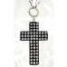 Cross Charm Necklace - OPQ Paved With Crystals - Black - NE-AACN6313B