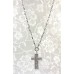 Cross Charm Necklace - OPQ Paved With Crystals - Silver - NE-AACN6313S