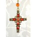 Beaded Cross Necklace + Earring Set - Topaz - NE-ACQN4679G