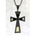 Rhinestone Cross Charm Necklace - Black - NE-ACAQN4798B