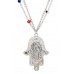 Hamsa Evil Eye Charm Double Chain Necklace & Earrings Sets - NE-AS3583RHC