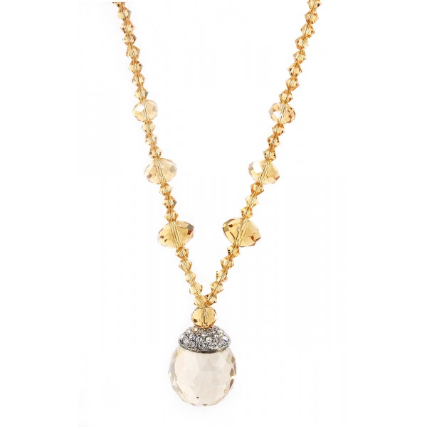 Topaz Crystal Necklace w/ Crystal Pendant - NE-BAS028TP
