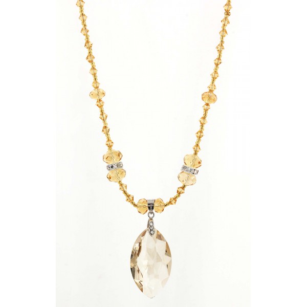 Topaz Crystal Necklace w/ Crystal Pendant - NE-BAS03TP