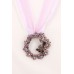 Rhinestone Floral Charm w/ Ribbon Necklace - Purple -NE-EK192PL