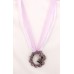 Rhinestone Floral Charm w/ Ribbon Necklace - Purple -NE-EK192PL