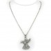 Rhinestone Angel Charms Necklaces - Clear - NE-JN4331CL