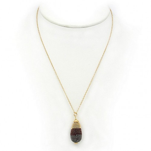 Necklace: Multi Tones Ball Chains Layered Pendant – 16” - NE-JN689GD