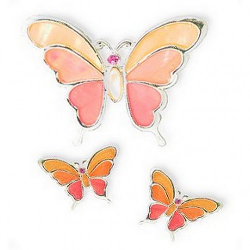 Mother of Pearl Butterfly Pendant & Earrings Set - NE-MCE1155SP