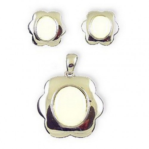 Mother of Pearl Oval Pendant & Earrings Set NE-MCE946SW