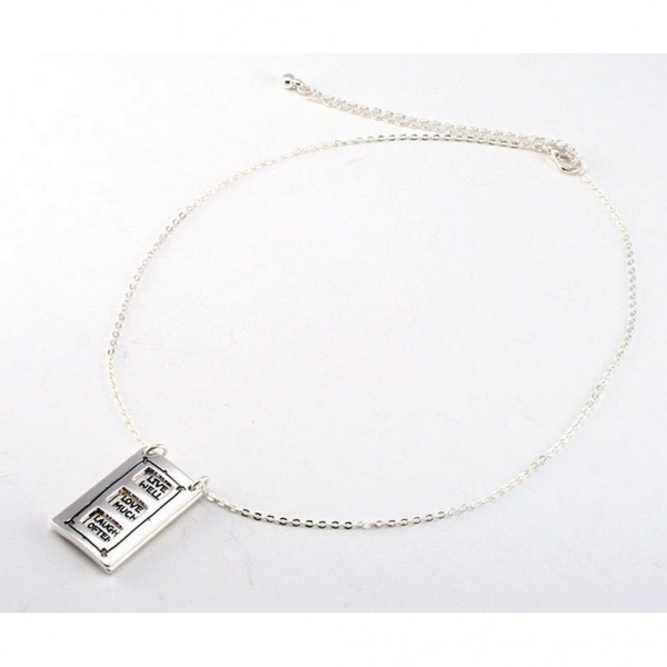 Flip Top Lid Message Pendant Necklace - "Live Well Love Much"  - NE-MN4102S