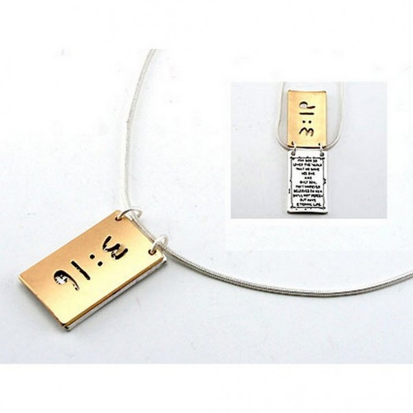 Flip Top Lid Message Pendant Necklace - "Br John 3:16 - NE-MN4105M2T
