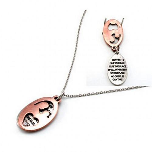 Flip Top Lid Message Pendant Necklace - "Mother Is She Who Can"  - NE-MN4106B2T