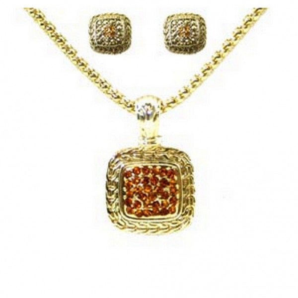 Western Style/ Square Necklace & Earrings Set - NE-MS3163AGTO