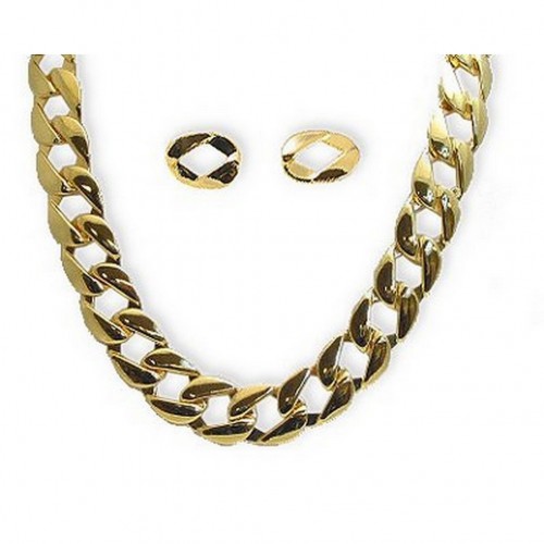 18" Link Necklace & Earrings Set - Gold - NE-MS3410G