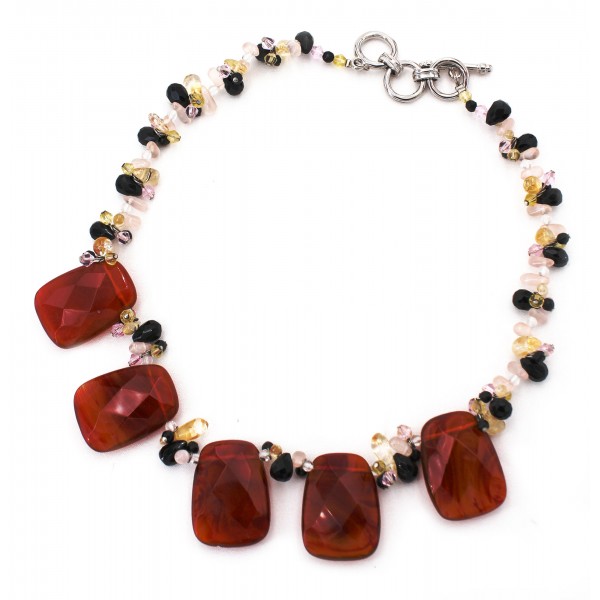 Genuine Gem Stone Necklace W/ Beads - NE-N2504CQ