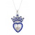Necklace - Crown + Heart Charm - Sapphire - NE-N4839SPH