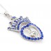 Necklace - Crown + Heart Charm - Sapphire - NE-N4839SPH