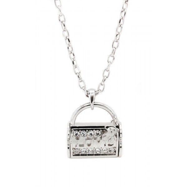 T-Bear Swarovski Crystal Charm w/ Clear Stone - Bag Shape - Clear - NE-N4882CL