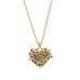 Necklace - T-Bear Swarovski Crystal Heart Charm w/ Silver Ribbon - NE-N5012GD