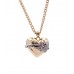 Necklace - T-Bear Swarovski Crystal Heart Charm w/ Silver Ribbon - NE-N5012GD