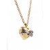 Necklace - T-Bear Swarovski Crystal Heart Charm w/ Silver Ribbon - NE-N5012GD