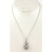 Necklace - Rhinestone Heart w/Crown - Rhodium Plating - NE-N6628MT