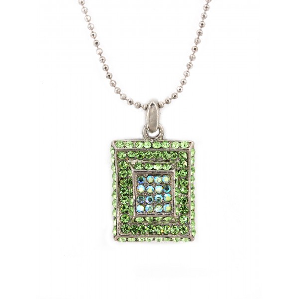 Rectangle Austrian Crystal Necklace - Green -NE-P1066GN