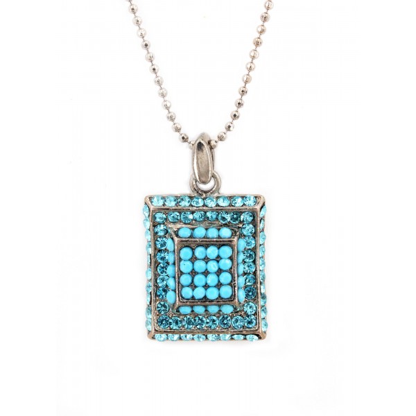 Rectangle Austrian Crystal Necklace - Tauquise - NE-P1066TQ