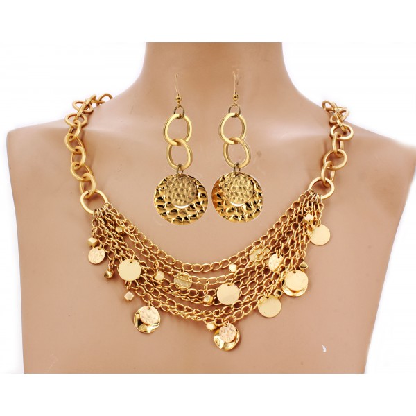 Multi Chain Gold Tone NE+ER Set - NE-WNE1000